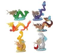 VICASKY 6 pièces Mini Figurines Dragon Année du Dragon PVC Lot de Décorations de Bureau Cartoon Légères et Colorées Ornements Chinois pour Décoration Fengshui