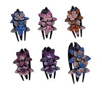 VICASKY 6 pièces Pince Cheveux Trois Dents Décorative Petites Multicolores Accessoire Floral pour Coiffure de Fête et Usage