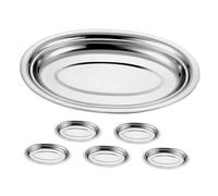 VICASKY 6 Pièces Plateau de Service Inox Oval Aux Rayures Pour Poisson Viande Sushi Buffet