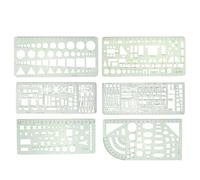 VICASKY 6 Pièces Règle Géométrique Verte en Plastique 6 Gabarits pour Dessin Technique et Modélisation pour Utilisateurs de Tous Âges en Milieu Scolaire