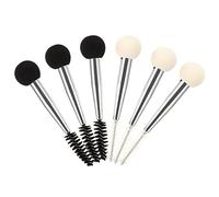 VICASKY 6 Pièces Set de Pinceaux de Maquillage pour Yeux avec Brosse à Cils Double Tête et Éponge Outil Cosmétique Pratique pour Filles Noir et Blanc avec Tubes Argentés
