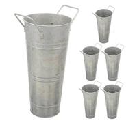 VICASKY 6 Pièces Set de Pots Décoratifs Galvanisés avec Poignées Vases Rustiques Fer pour Décoration Champêtre Mariage et Usage Intérieur Extérieur