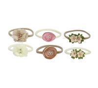 VICASKY 6pièces Bandeau Élastique Garçon Fille Fille Lot De Accessoires Nylon Avec Fleurs Satinées Beige Pour Baptême Et Événements Familiaux