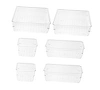 VICASKY 6pièces Organiseurs Plastique Bac De Rangement Empilable Transparent Pour Tiroir Bureau Coiffeuse Et Autres Objets