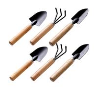 VICASKY 6pièces Outils de Jardinage Mini avec Râteau Bêche Pelle Manches Bois et Métal pour Travaux de Jardinage Repiquage et Culture