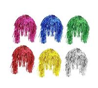 VICASKY 6pièces Perruque Métallique Tinsel Pour Fête Unisexe Idéale Pour Halloween Cosplay Et Soirées à Thème