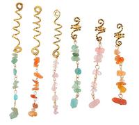 VICASKY 6pièces Stone Pendant Hair Braiding Jewelry Dreadlock Accessories Set with Vintage Style for Women