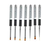 VICASKY 7pièces Kit De Pinceaux Nail Art Avec Poignée Drill Outils De Peinture Pour Accessoires De Manucure Idéaux Pour Débutants Et