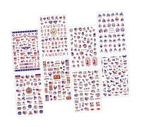 VICASKY 8 Feuilles Stickers Ongles Drapeau National Usa Autocollants Manucure DIY Accessoires Nail Art Facile Odeur pour Salon de Beauté