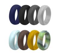 VICASKY 8 pièces Bagues Silicone Sport Homme et Femme Anneaux Flexibles Respirants pour Activités Physiques Coloré Bijoux Doigt Outdoor Polyvalents