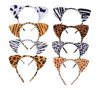 VICASKY 8 Pièces Bandeaux Oreilles Animaux Lot De Coiffes De Fête Coiffes Halloween Élastiques Et Légers Pour Carnaval Et Bals Masqués