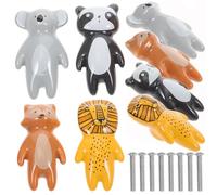 VICASKY 8 Pièces Boutons de Tiroir Animaux, Poignées de Commode | Design Panda, Koala, Renard ou Lionceau, Alliage Solide, Décoration Créative pour Chambre Garçon Fille, Placard et Relooking