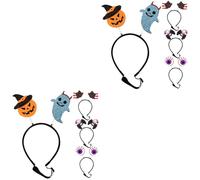 VICASKY 8 Pièces Coiffe pour Animaux Halloween Cosplay Bandeau Léger pour Chiens et Félins Accessoire Tête Festif avec Motifs Chapeau de Magicien Trident Œil et Citrouille Fantôme