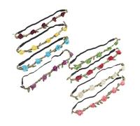 VICASKY 8 Pièces Couronnes de Fleurs Rose Élastiques Femme Accessoires Cheveux Boho Légers et Confortables Pour Demoiselles Honneur Mariage Plage Festival