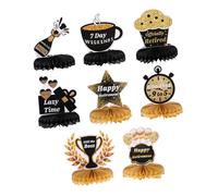 VICASKY 8 pièces Décoration de Fête de Retraite Papier Nid Dabeille et Or Ornement Élégant et Créatif pour Bureau Ambiance Joyeuse et Festive