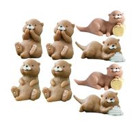 VICASKY 8 pièces Figurines Mini Animaux Loutres Décoratives pour Micro Paysages Décoration Table Anniversaire Mini Animaux Décoratifs Polyvalents pour Maison et Bureau