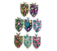 VICASKY 8 pièces Lot de Bandanas Triangle pour Chiots et Chiens Serviettes Été Respirantes et Ajustables Motifs Tropicaux Fruits et Oiseaux Exotiques Accessoires Mode pour Animaux de