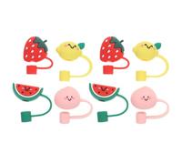 VICASKY 8pcs Embouts de Paille en Silicone Réutilisables Légers de Fruits pour Fêtes D'anniversaire et Cérémonies, Protège-pailles Décoratifs et Amusants