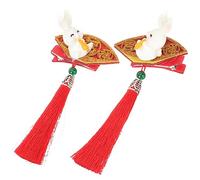 VICASKY 8pièces Barrette à Cheveux Forme De Lapin Avec Pompons Accessoires Chinois Pour Filles Décorations De Coiffure Mignonnes Pour Nouvel An Fêtes