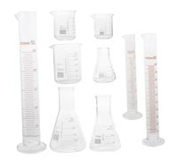 VICASKY 9 pièces Set Verrerie Laboratoire avec Cylindre Gradué Verre Bécher et Fiole Conique Verre Premium Résistant Aux Acides Mesures Précises pour Chimie et Éducation
