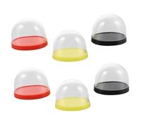 VICASKY Accessoires de cuisine de maison de poupée 6 pièces : mini support à gâteau, mallette de boulangerie miniature, dômes d'exposition en plastique, faux couvercle transparent pour cupcake pour