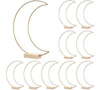 VICASKY Anneaux Floraux en Métal 25 Cm Doré 3 Mm avec Base en Bois 10 Pièces, Cerceaux DIY pour Décoration de Table de Mariage, Fournitures pour Centre de Table et Couronne de Fleur