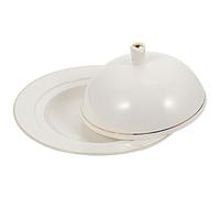 VICASKY Assiette Céramique avec Couvercle pour Service Occidental Polyvalente Plate à Steak et Pâtisserie Résistante et Facile à Nettoyer