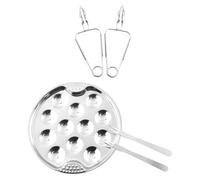 VICASKY Assiette d'Escargots en Acier Inoxydable 5 Pièces Pinces Résistantes, Plat Empilable pour Cuisson au Four, pour Maison et Restaurant