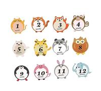 VICASKY Autocollants Bébé pour Photo 12pcs en Pvc Design Cartoon Adorables, Décorations Pratiques pour Mois, pour Packaging et Présents Naissance