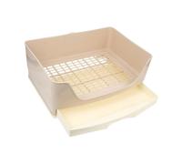 VICASKY Bac à Litière pour Lapin Beige Grand Bac Tiroir Amovible avec Bords Arrondis Toilette Fixe pour Lapins Cochons et Chinchillas Entretien Facile et Confortable