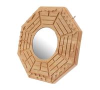 VICASKY Bagua Miroir suspendu en bois avec surface en verre convexe Feng Shui Décoration murale pour portes et fenêtres Oriental pour la maison et le magasin