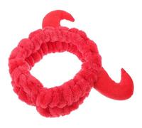 VICASKY Bandeau Corne de Diable Peluche Rouge pour Cheveux Femme Bandeau de Spa Doux et Confortable Accessoire Esthétique pour Se Laver le Visage et Soins Peau Maintien Antidérapant