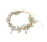 VICASKY Bandeau Couronne de Fleurs de Goutte D'eau Verte Dorée, Accessoire Cheveux Mariage Champêtre, Serrage-tête Elfique Léger et Résistant, Bandeau Floral pour Séance Photo et Fête