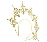 VICASKY Bandeau de feu - Couronne romaine - Pour femme - Costume de déesse - Bandeau et torche de la statue de la liberté - Costume de soleil - Alliage doré