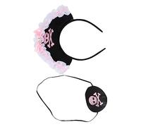 VICASKY Bandeau Pirate Garçon Fille avec Noeud Perlé et Motifs Crânes Lumineux Accessoire Costume Halloween pour Fête à Thème Élastique et Décoratif Rose