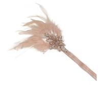 VICASKY Bandeau Style Années 20 en Plumage Couleur Paille Accessoire Fantaisie Perlée pour Mariage et Bal Coiffure Rétro Années Folles pour Femmes Élégant Bandeau Vintage pour Soirée