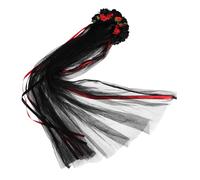 VICASKY Bandeau Voile Rose avec Ruban pour Halloween Accessoire Floral Noir Élégant pour Femmes et Adolescentes Couronne de Fête pour Carnaval et