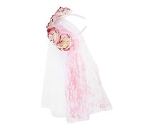 VICASKY Bandeau Voilette en Maille Rouge Éclaboussures de Sang, Couronne de Fleurs Mexicaine pour Costume de Mariée Morte, Accessoire Halloween Jour des Morts, Serrage-tête Cosplay Fête