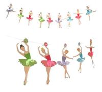 VICASKY Bannière Anniversaire Danseuse de Ballet 12 Pièces Guirlande Papier Décoration Mariage Baby Shower Remise des Diplômes Fille Facile à Suspendre