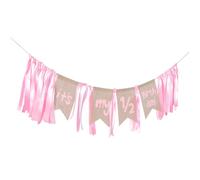 VICASKY Bannière D'anniversaire en Tissu Rose pour Chaise, Réutilisable et Facile à Installer, Décoration pour Fêtes de Six Mois et Cafés
