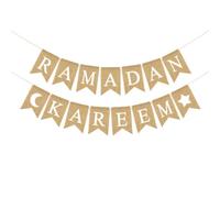 VICASKY Bannière Ramadan Mubarak Lune Étoile en Lin, Légère | Décor Thème Ramadan, Pliable pour Intérieur et Extérieur, Belle Apparence, Fête