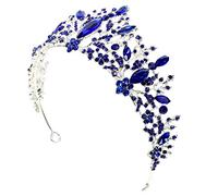 VICASKY Baroque Couronne Mariage Bleu Strass Diadème Alliage Élégant Pour Mariée Accessoires Tête Bijoux Photographie Fête