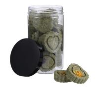 VICASKY Biscuits à Mâcher pour Lapin et Petits Rongeurs, Friandises Naturelles Molaires en Boîte, Mélange Saveur Cœur, Souci et Myosotis, Snack Sain pour Hamster, Cochon D’Inde