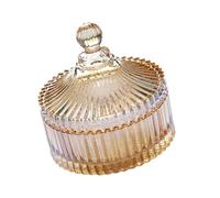 VICASKY Bocal à Bonbons en Cristal Ambre Petit Couvercle Présentoir de Bureau en Verre Décoratif Contenant de Stockage de Collations pour Maison et Mariage Bonbonnière