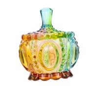 VICASKY Bocal à Bonbons en Verre Européen 200 ML, Pot De Rangement en Verre Coloré à Relief, Contenant Hermétique pour Bijoux Et Friandises, Décoratif pour Maison Et Organisation Intérieure