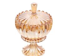 VICASKY Bocal de Rangement en Verre Gaufré Ambré 1 Pièce avec Couvercle, Pot Décoratif Haut pour Bijoux et Bonbons, Accessoire Maison Cuisine, pour Rangement et Décoration Intérieure