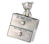 VICASKY Boîte à Dents Bébé En Métal Décorée Motif Délicat, Rangement Compact Pour Dents De Lait, Bijoux Et Souvenirs, Coffre Multifonctionnel Pour Garçon Et Fille, Protection Intérieure Lisse