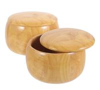 VICASKY Boîte à Échecs en Bois Massif de Hêtre Grand Format Lot de 2 Pots à Pièces de Go Couvercle Conteneurs de Rangement Compacts pour Jeux de Société Transportables et Faciles à