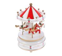 VICASKY Boîte à Musique Carrousel en Bois Blanc sans Pile Ambiance Chaleureuse et Romantique, Présent pour Noël et Mariage