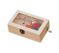 VICASKY Boîte à Musique de Noël à Manivelle en Bois et Métal, Décor de Table Festive, Mélodie Manuelle, Décoration Intérieure pour Maison et Bureau, Présent de Noël Original, 1 Pièce